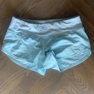 Lululemon light blue speed up shorts size 4